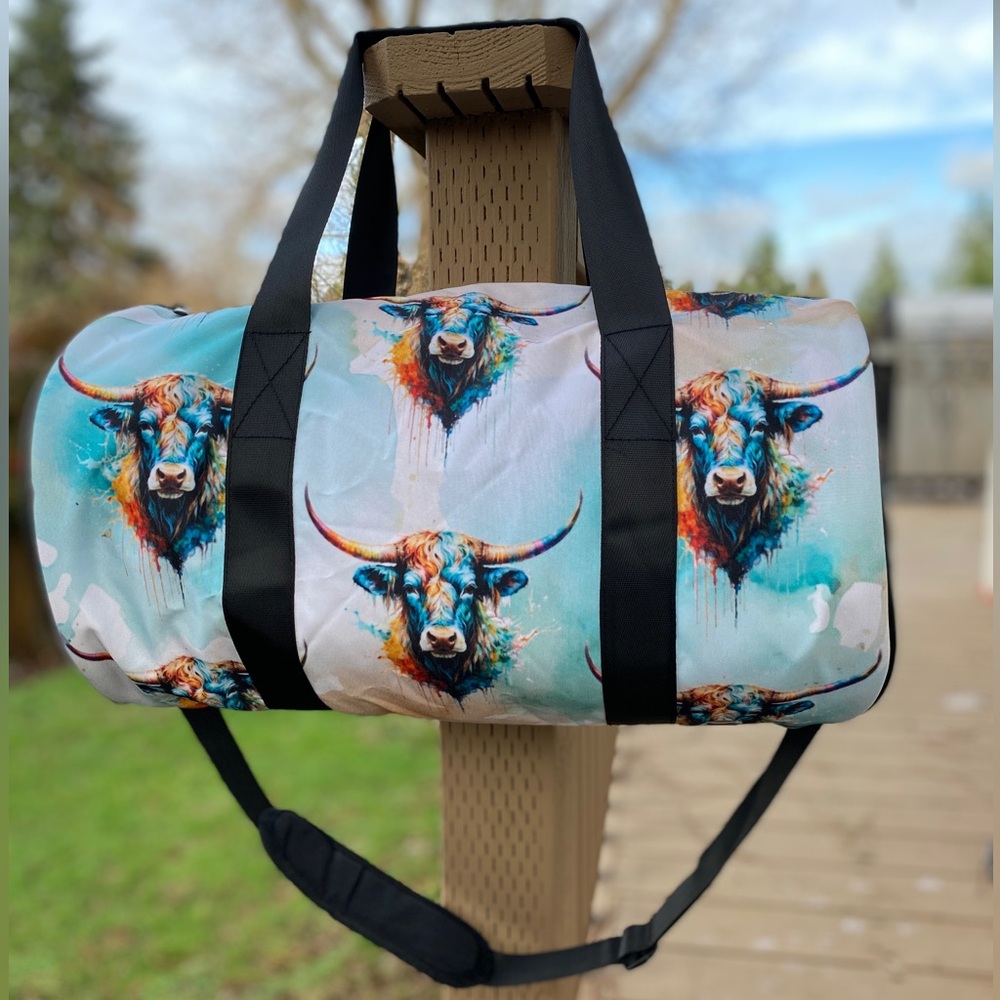 MONKEYWRENCHED All-Over Wrstern Steer Print Gym Size Duffle Bag